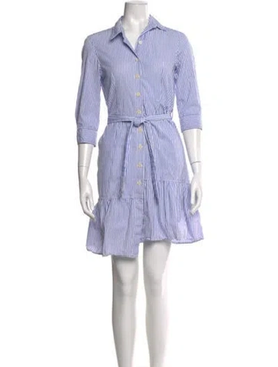 Pre-owned Gerard Darel Striped Three-quarter Sleeve Button-up Top In Blue