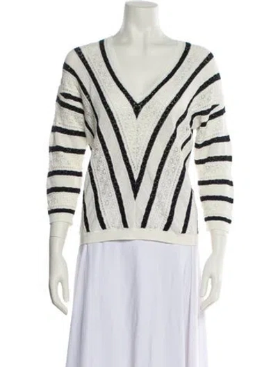 Pre-owned Gerard Darel Striped V-neck Sweater In Neutral