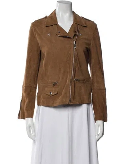 Pre-owned Gerard Darel Suede Biker Jacket In Brown
