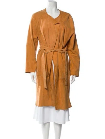 Pre-owned Gerard Darel Suede Trench Coat In Brown