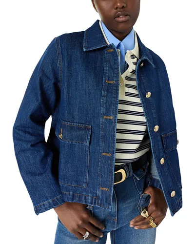 Gerard Darel Taina Denim Buttoned Jacket In Metallic