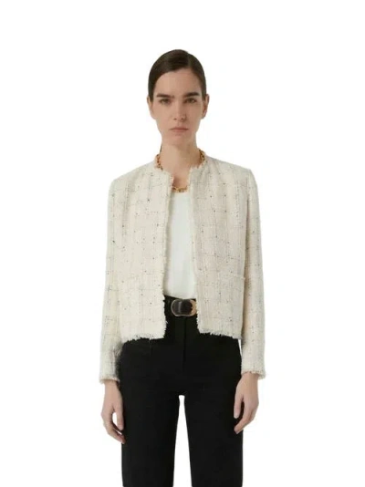 Gerard Darel Taissa Tweed Cropped Jacket In White