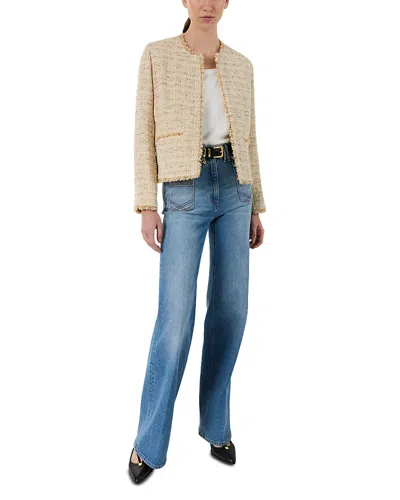 Gerard Darel Talia Tweed Collarless Jacket In Neutral