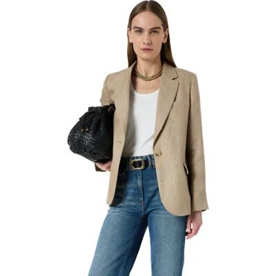 Gerard Darel Taliya Linen Blazer In Brown