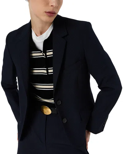 Gerard Darel Tayana Pinstripe Blazer In Blue