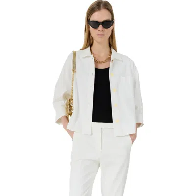 Gerard Darel Tenya Tailored Cropped Boxy Jacket In White