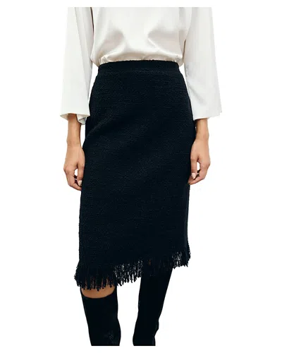 Gerard Darel Tess Fringe Trim Skirt In Black