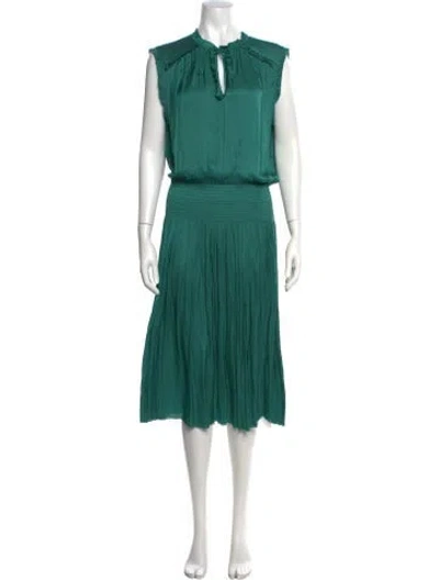 Pre-owned Gerard Darel Tie Neck Midi Length Dress In Green