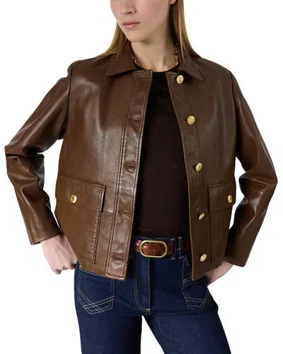 Gerard Darel Tinaya Leather Jacket In Brown