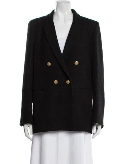 Pre-owned Gerard Darel Tweed Pattern Blazer In Black
