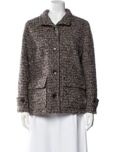 Pre-owned Gerard Darel Tweed Pattern Blazer In Brown