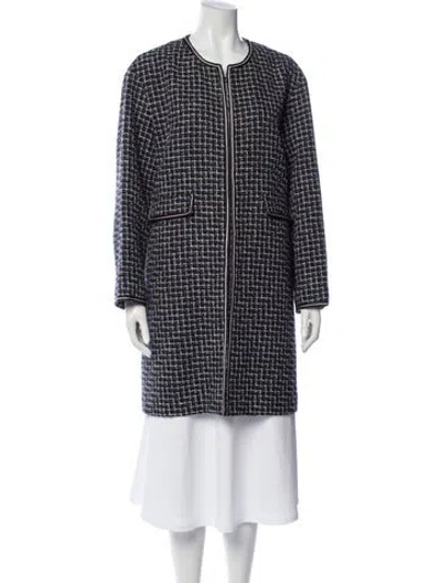 Pre-owned Gerard Darel Tweed Pattern Coat In Blue