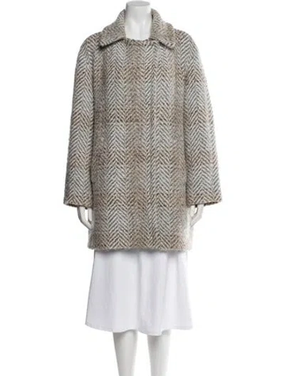 Pre-owned Gerard Darel Tweed Pattern Coat In White