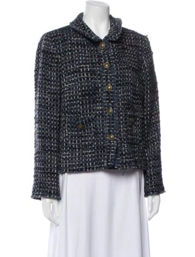 Pre-owned Gerard Darel Tweed Pattern Evening Jacket In Blue