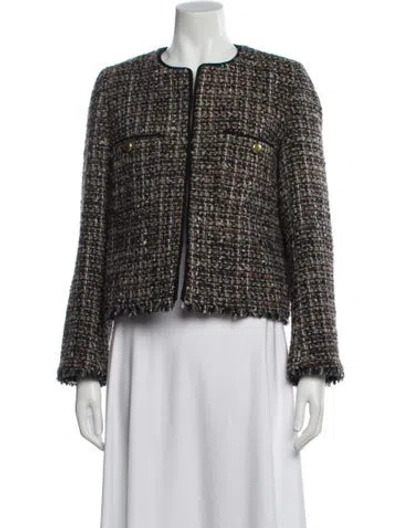 Pre-owned Gerard Darel Tweed Pattern Evening Jacket In Blue