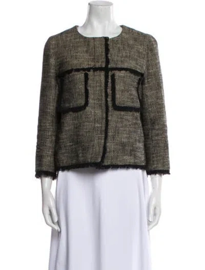Pre-owned Gerard Darel Tweed Pattern Evening Jacket In Green