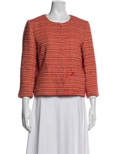 Pre-owned Gerard Darel Tweed Pattern Evening Jacket In Red