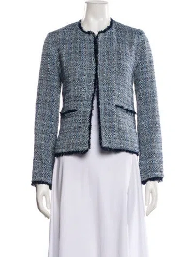 Pre-owned Gerard Darel Tweed Pattern Evening Jacket W/ Tags In Blue