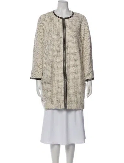 Pre-owned Gerard Darel Tweed Pattern Faux Fur Coat In Neutral