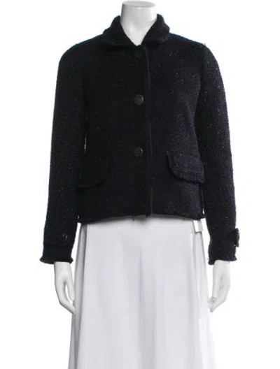 Pre-owned Gerard Darel Tweed Pattern Jacket In Blue