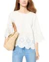 Gerard Darel Umeika Eyelet Linen Top In Ecru