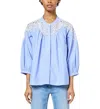 GERARD DAREL UVEA STRIPED LACE TRIM BLOUSE