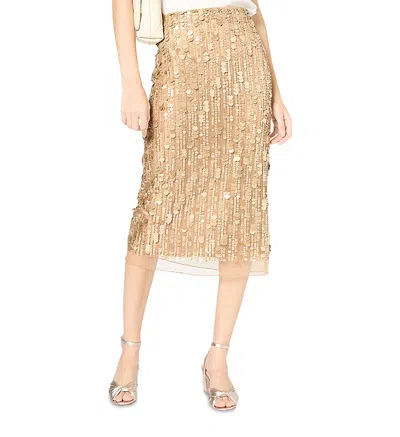 Gerard Darel Vellia Sequinned Skirt In Camel