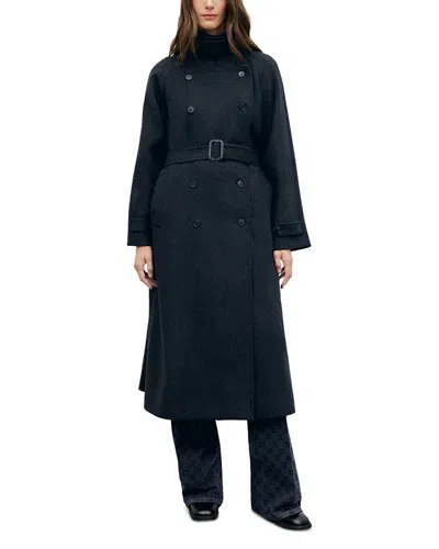 Gerard Darel Vera Double Breasted Trench Coat In Blue