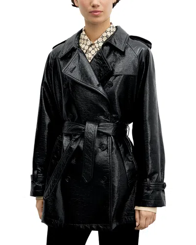Gerard Darel Vicky Faux Leather Trench Coat In Black