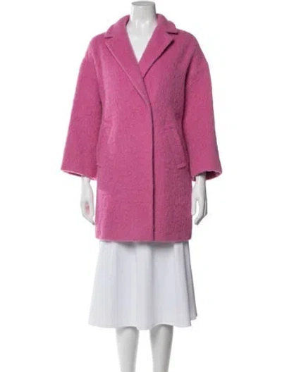 Pre-owned Gerard Darel Virgin Wool Faux Fur Coat In Pink
