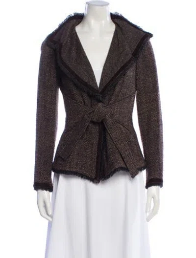 Pre-owned Gerard Darel Virgin Wool Printed Blazer In Brown
