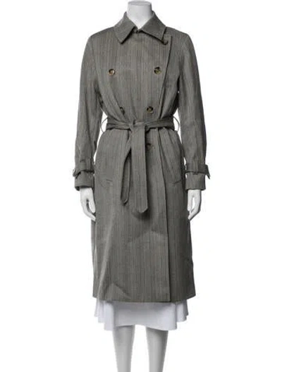 Pre-owned Gerard Darel Virgin Wool Striped Trench Coat In Grey