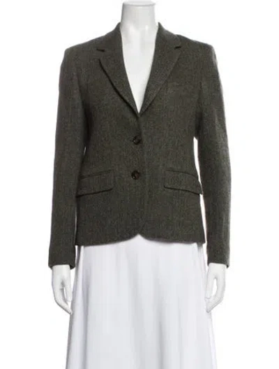 Pre-owned Gerard Darel Virgin Wool Tweed Pattern Blazer In Green