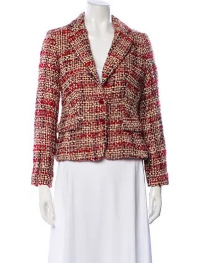 Pre-owned Gerard Darel Virgin Wool Tweed Pattern Blazer In Red