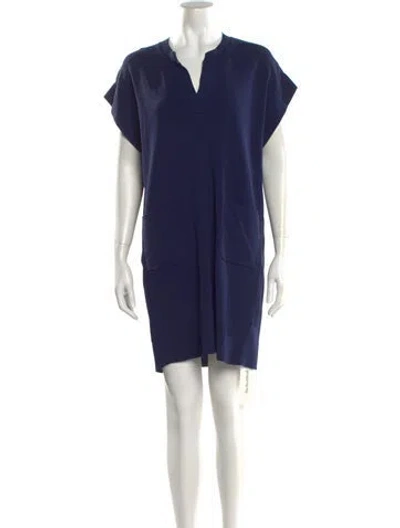 Pre-owned Gerard Darel V-neck Knee-length Dress In Blue