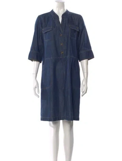 Pre-owned Gerard Darel V-neck Knee-length Dress In Blue