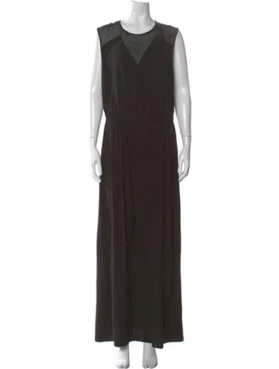 Pre-owned Gerard Darel V-neck Long Dress In Black