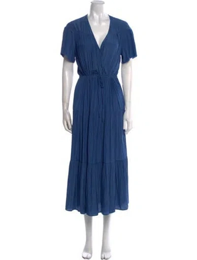 Pre-owned Gerard Darel V-neck Long Dress In Blue