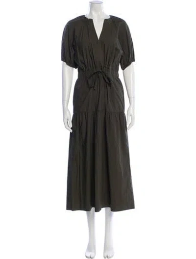 Pre-owned Gerard Darel V-neck Long Dress In Gray
