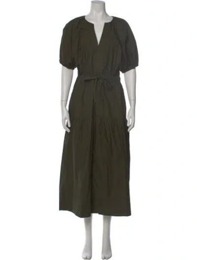 Pre-owned Gerard Darel V-neck Long Dress In Green