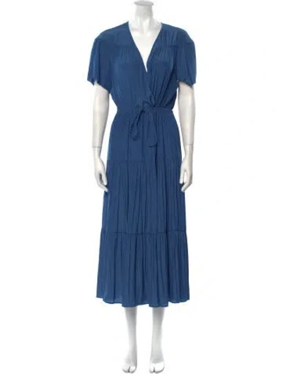 Pre-owned Gerard Darel V-neck Long Dress W/ Tags In Blue