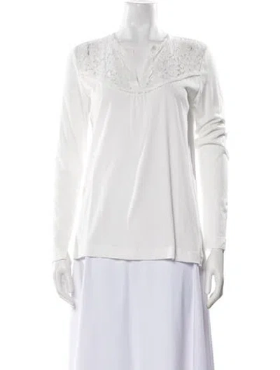 Pre-owned Gerard Darel V-neck Long Sleeve Blouse In White