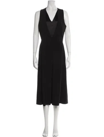 Pre-owned Gerard Darel V-neck Midi Length Dress In Black