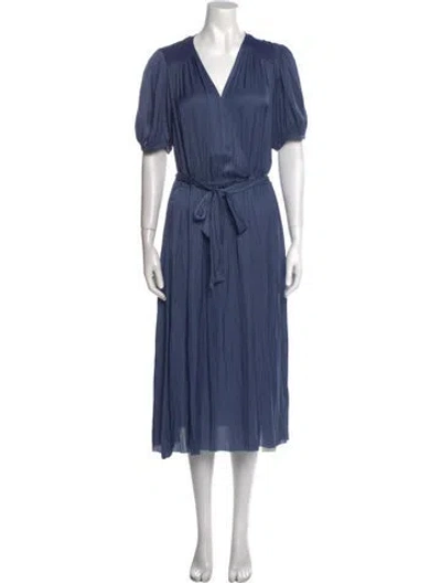 Pre-owned Gerard Darel V-neck Midi Length Dress In Blue