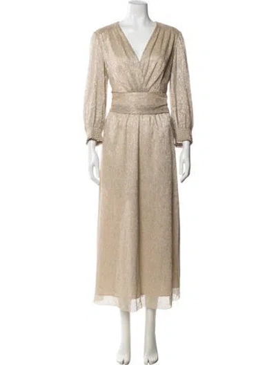 Pre-owned Gerard Darel V-neck Midi Length Dress In Neutrals