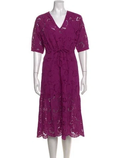 Pre-owned Gerard Darel V-neck Midi Length Dress In Purple