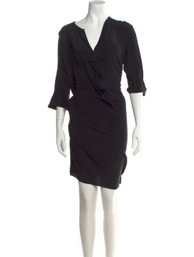 Pre-owned Gerard Darel V-neck Mini Dress In Black