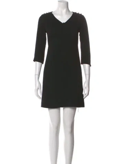Pre-owned Gerard Darel V-neck Mini Dress In Black