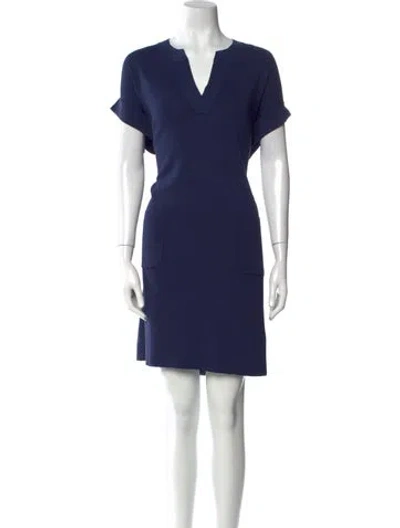 Pre-owned Gerard Darel V-neck Mini Dress In Blue