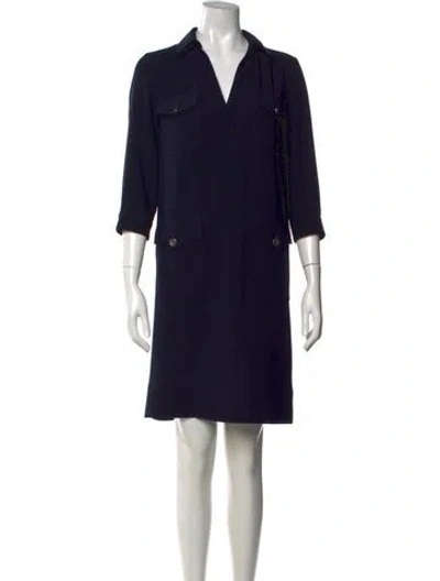 Pre-owned Gerard Darel V-neck Mini Dress In Blue